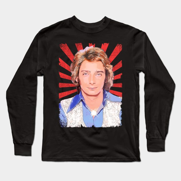 barry manilow Vintage Fan Art Long Sleeve T-Shirt by Sakonipopart